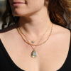 Bauhaus Aquamarine Diamond Engraved Necklace
