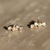 Four Diamond in Gold Bezel Post Stud Earrings