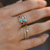 Turquoise and Diamond Etched Gold Ring