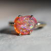 Small Prong Gold Mexican Fire Opal Ring