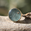 Round Moss Aquamarine with Diamond Ring