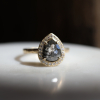 Dark Grey Teardrop Diamond with Halo Ring