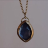 Crystal Quartz, Moonstone and Blue Sapphire Gold Necklace