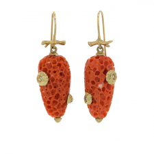 Red Coral Earrings with Diamond Barnacles Image