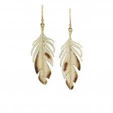 Gold Enameled Feather Earrings Image