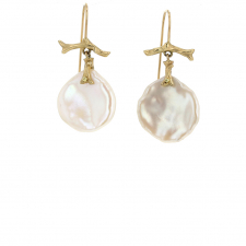 Small Gold Pearl Petal Earrings Image