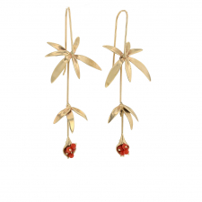 Gold Wildflowers with Coral Earrings Image