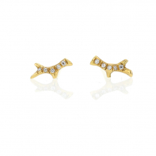 Diamond Pave Stud  Coral 18k Gold Earrings Image