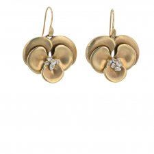 Gold Pansies with Pink and White Pearl Earrings Image