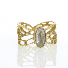 18k Gold Diamond Cicada Wing Ring Image