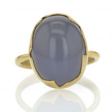 Blue Chalcedony Egg Gold Ring Image