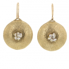 Small 10k Gold Dandelion with Pearl Earrings Image