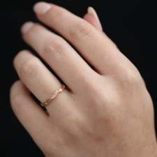 18k Rose Gold Coral Stick Scattered Diamond Ring Image
