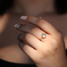 Blue Chalcedony Egg Stacker Gold Ring Image