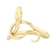 14k Gold Serpent Ring with Diamond Eyes Image