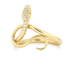 18k Gold Serpent Ring with Diamond Pave