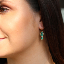 Orbit Ellipse Teardrop 18k Gold Emerald Earrings Image