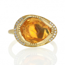 Fire Opal Halo 18k Gold Ring Image