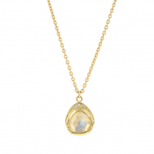 Orbit Halo Moonstone 18k Gold Necklace Image