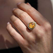 Fire Opal Halo 18k Gold Ring Image