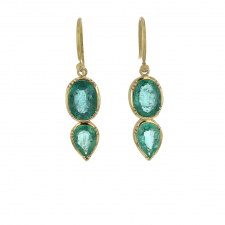 Orbit Ellipse Teardrop 18k Gold Emerald Earrings Image