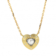Engraved Heart Diamond 18k Necklace Image