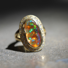 Vertical Fire Opal Diamond Ring Image