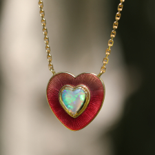 Heart Enamel Opal Necklace Image