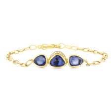 Triple Orbit Halo Blue Sapphire Bracelet