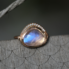 Rainbow Moonstone 18k Rose Gold Diamond Orbit Ring Image