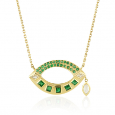 Open Talisman Emerald and Diamond Necklace Image