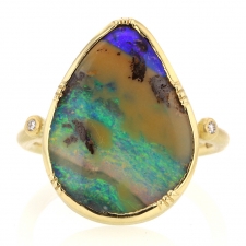 Boulder Opal Teardrop 18k Gold Ring Image