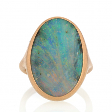 Australian Boulder Opal 18k Rose Gold Vertical Ring Image