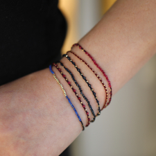 Ruby and Gold Bead Wine Cord Bracelet Image