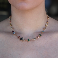 Gemstone Gold Collar Necklace Image