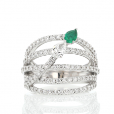 Diamond 18k White Gold Ring with Emerald Image