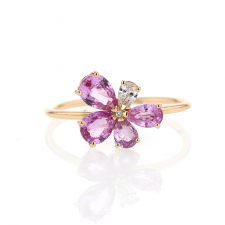 Sapphire and Diamond Butterfly 18k Rose Gold Ring Image