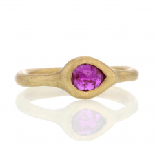 Small Ruby Teardrop 18k Gold Ring Image