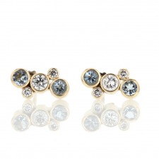 Aquamarine and Diamond Gold Post Stud Earrings Image