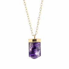 Long Gold Amethyst Crystal Necklace