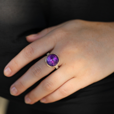 Round Amethyst Silver and Gold Ring Image