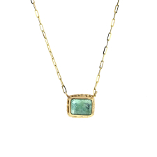 Small Inverted Emerald Gold Necklace