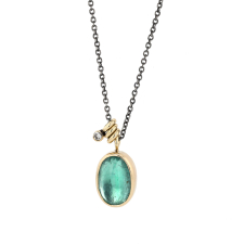 Oval Emerald Silver and Gold Drop Necklace