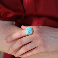 Kingman Turquoise Silver and Gold Ring Image