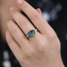 Oval Smooth Blue Green Tourmaline Ring Image