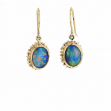 Australian Opal 14k Gold Hanging Earrings Image