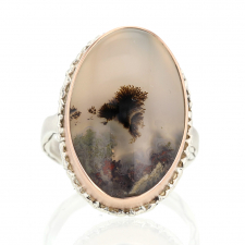 Moss Agate Silver and Gold Ring Image