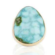 Sonorian Mountain Turquoise Silver and Gold Ring Image
