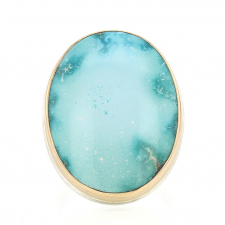 Vertical Sonorian Mountain Turquoise Silver and Gold Ring Image