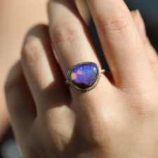 Small Asymmetrical All Gold Boulder Opal Ring Image